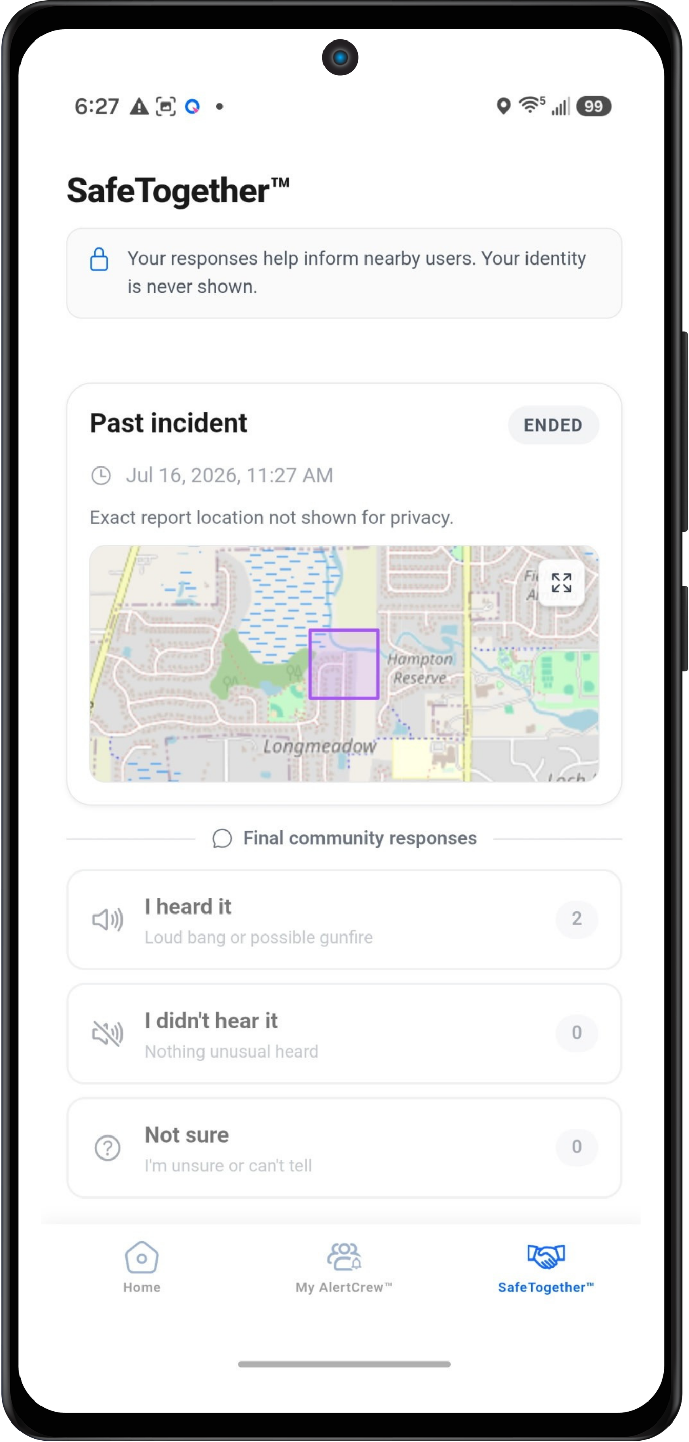Safe Together screen