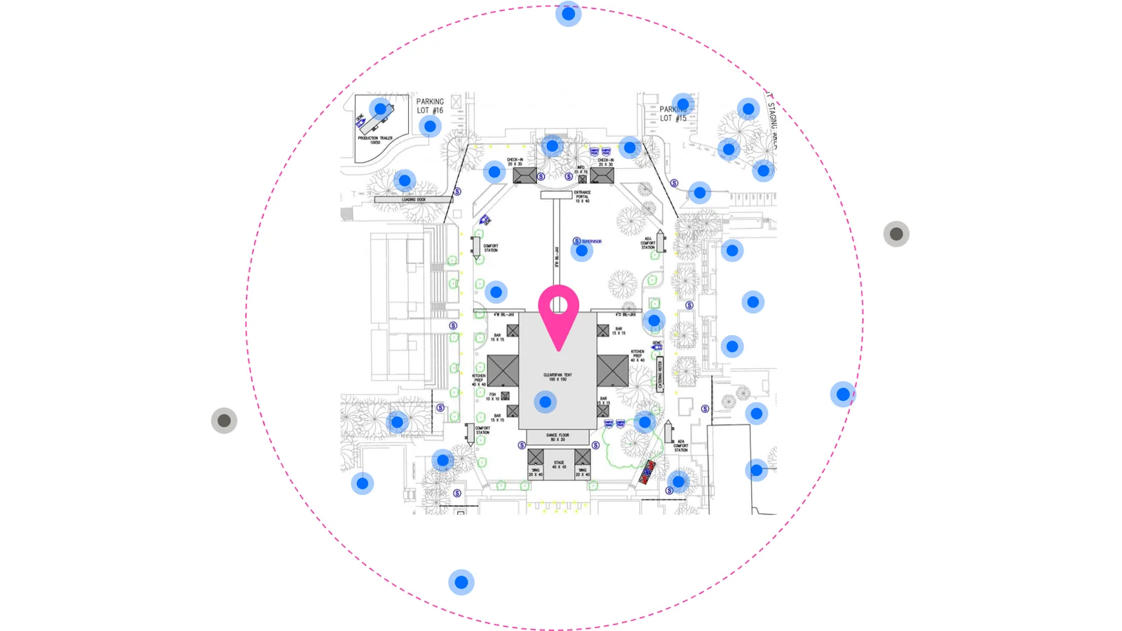 Mapper coverage map with phone placement visualization